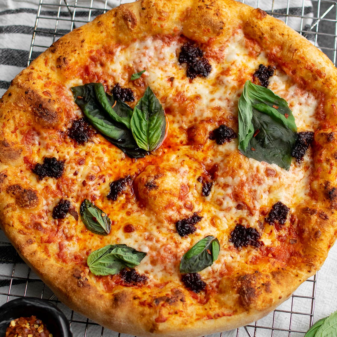 Pizza with 'Nduja and Tomato Cream Sauce