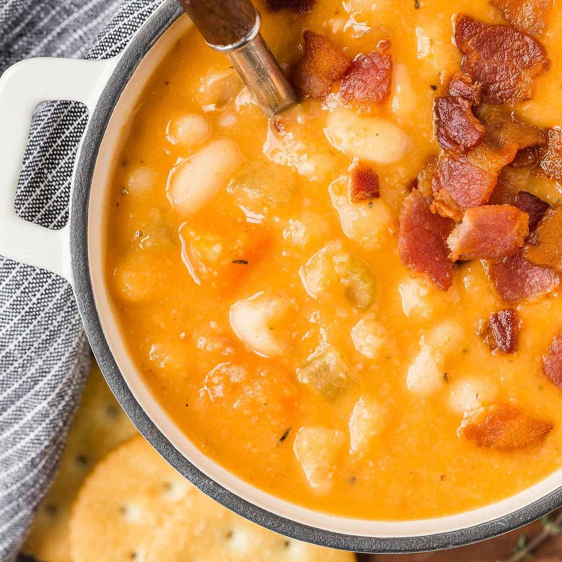 Bean and Bacon Soup (canned or dry beans!)
