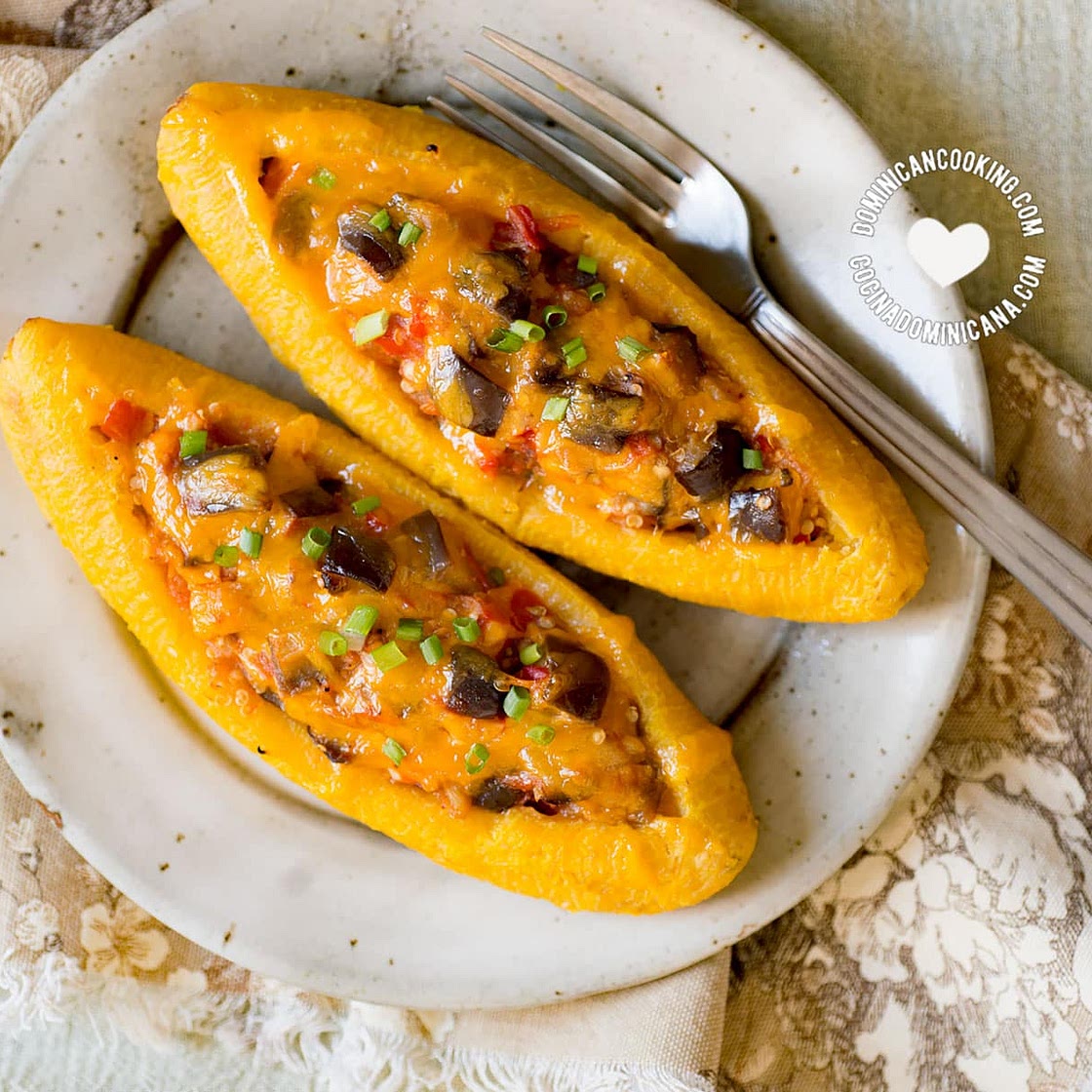 [Recipe + Video] Canoas de Maduros (Ripe Plantain Boats with Eggplants)
