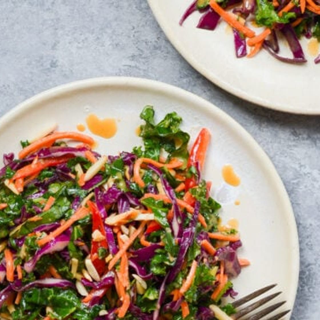 Asian Kale Slaw with Ginger Peanut Dressing
