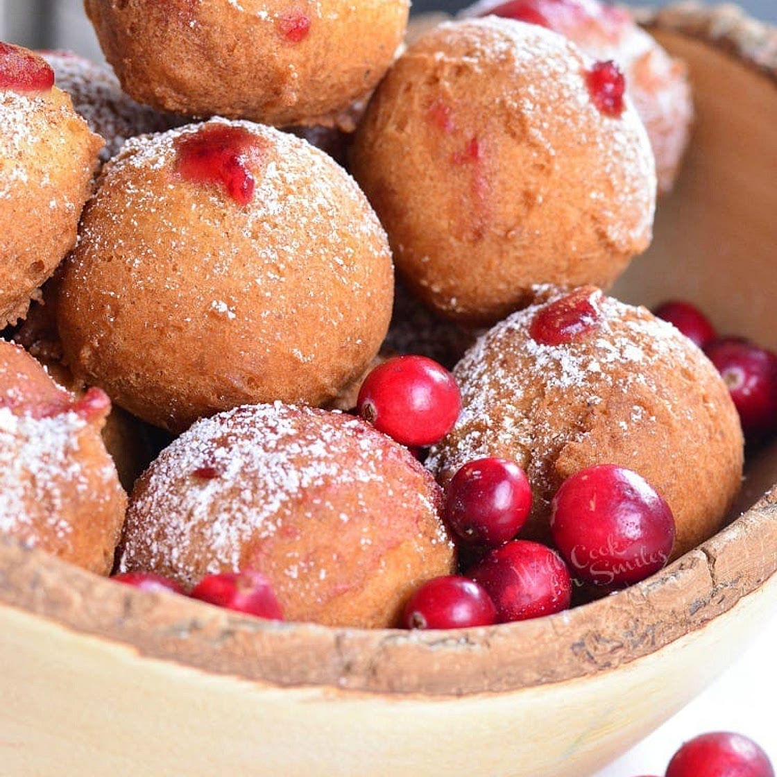 Cranberry Sauce Doughnut Holes