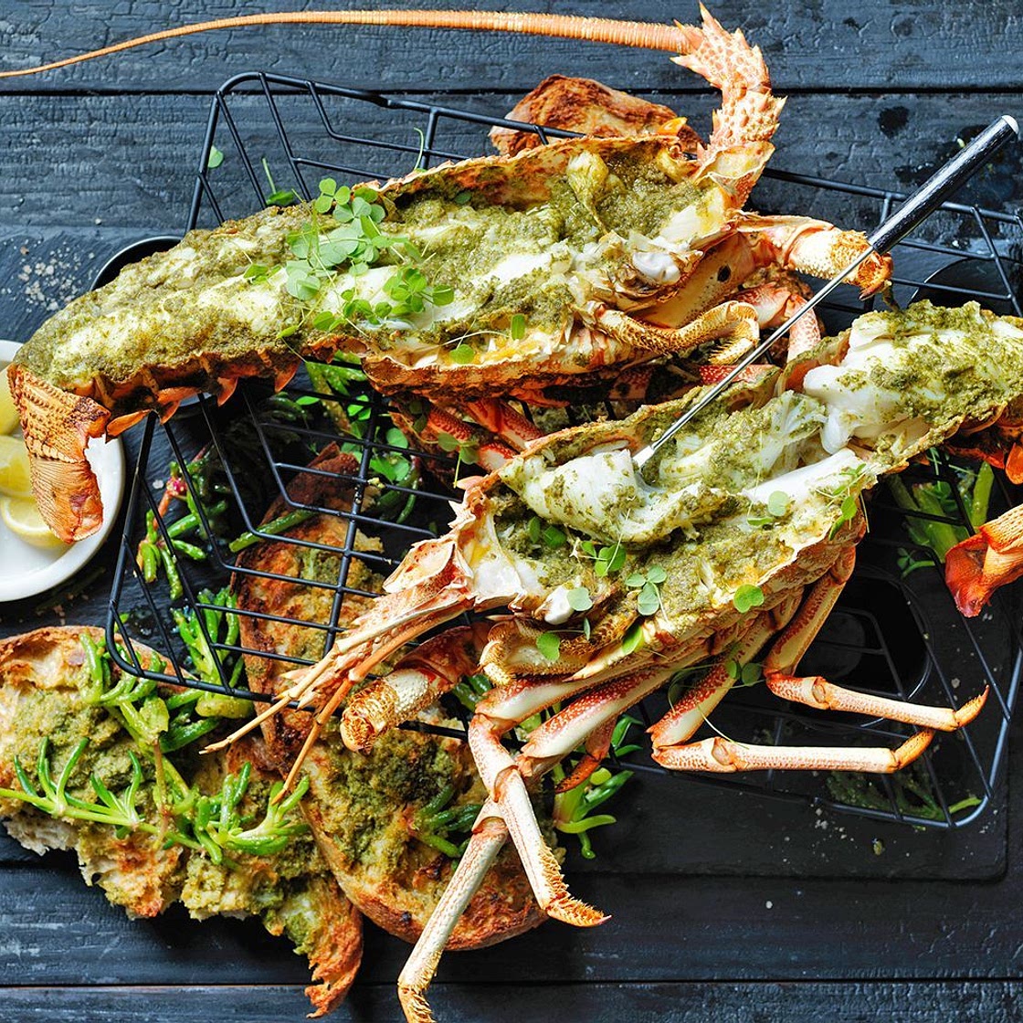 Butter-roasted lobster with native greens
