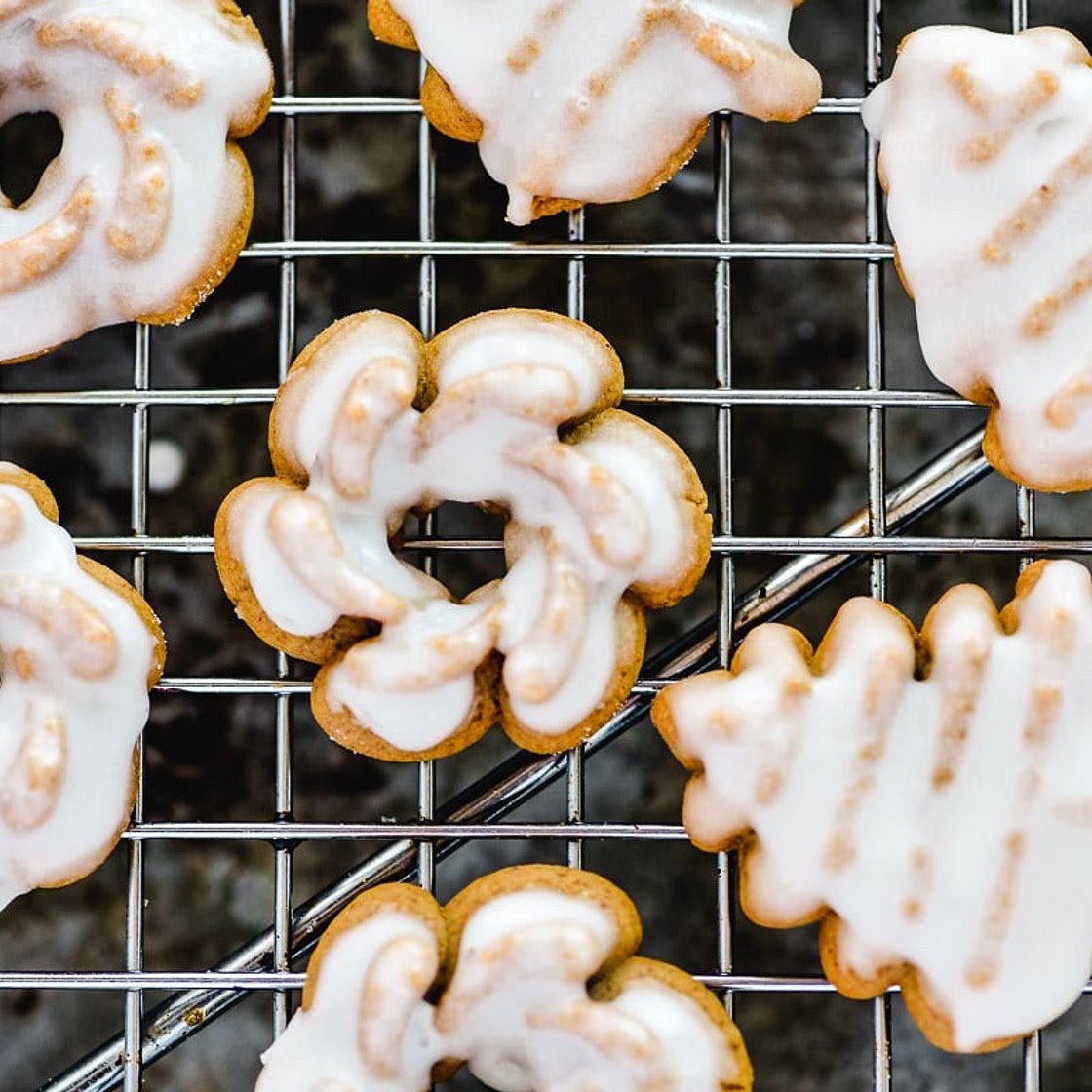 Glazed Gingerbread Spritz Cookies
