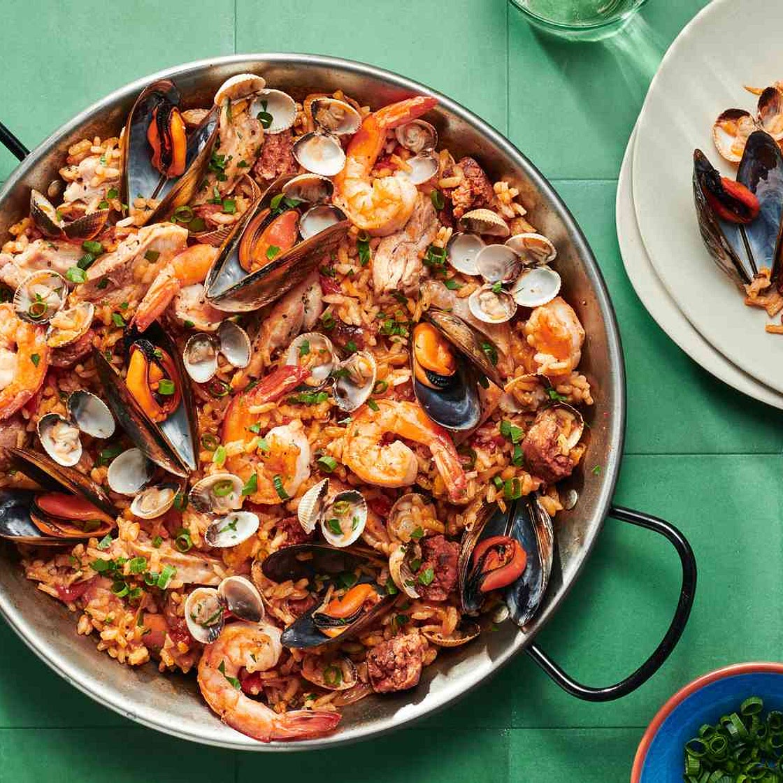 Seafood and Chicken Paella with Chorizo