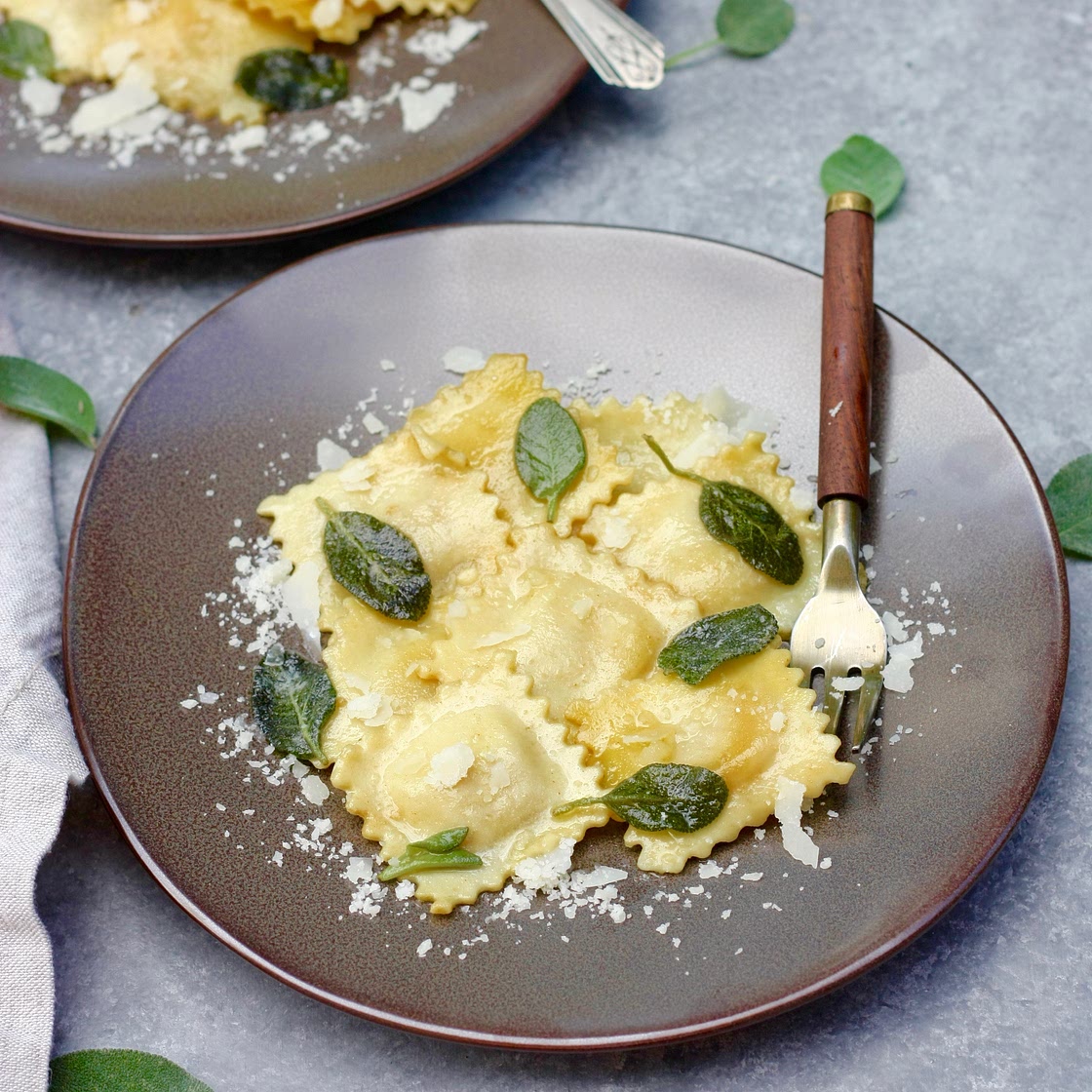 Ravioli with Brown Butter and Crispy Sage