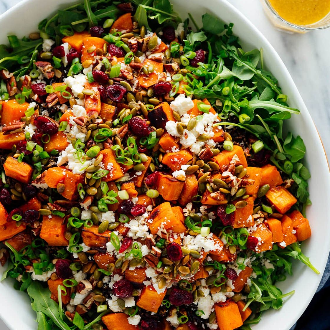Hearty Sweet Potato, Arugula & Wild Rice Salad with Ginger Dressing