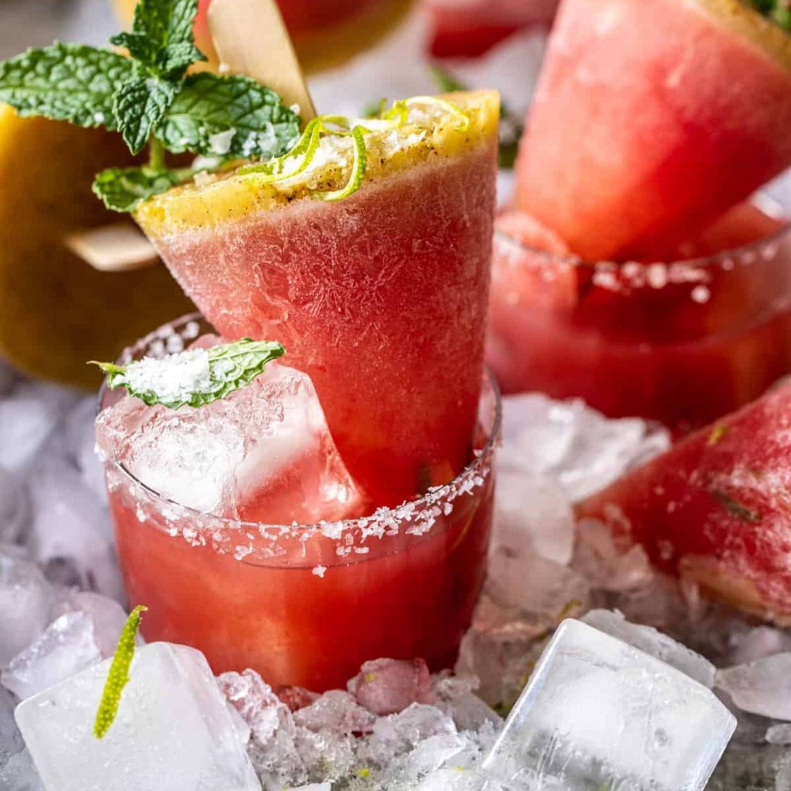 Salted Spicy Watermelon Margarita Popsicles