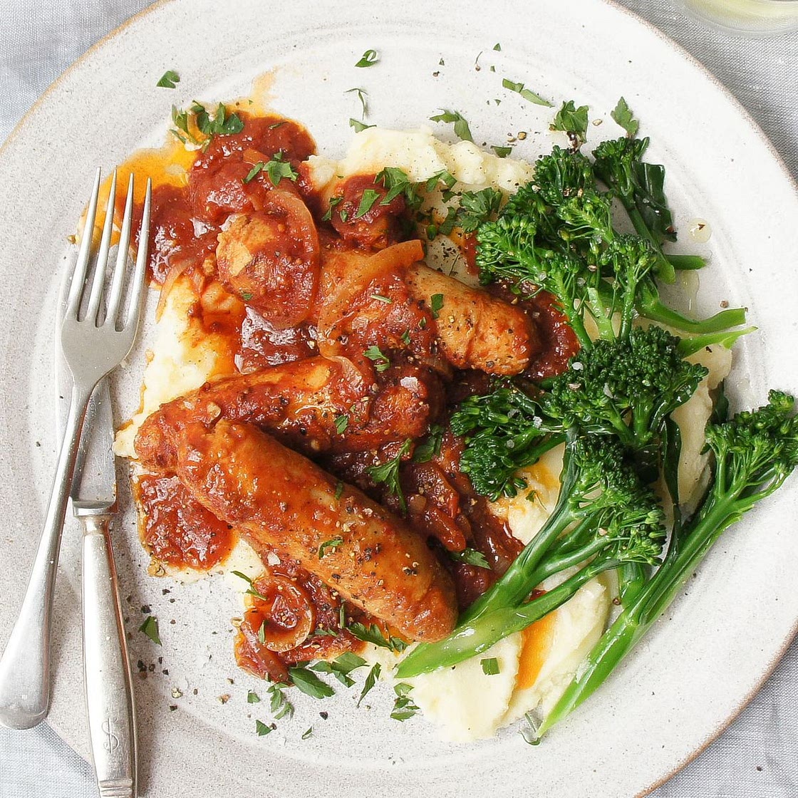 Slow Cooker Devilled Sausages