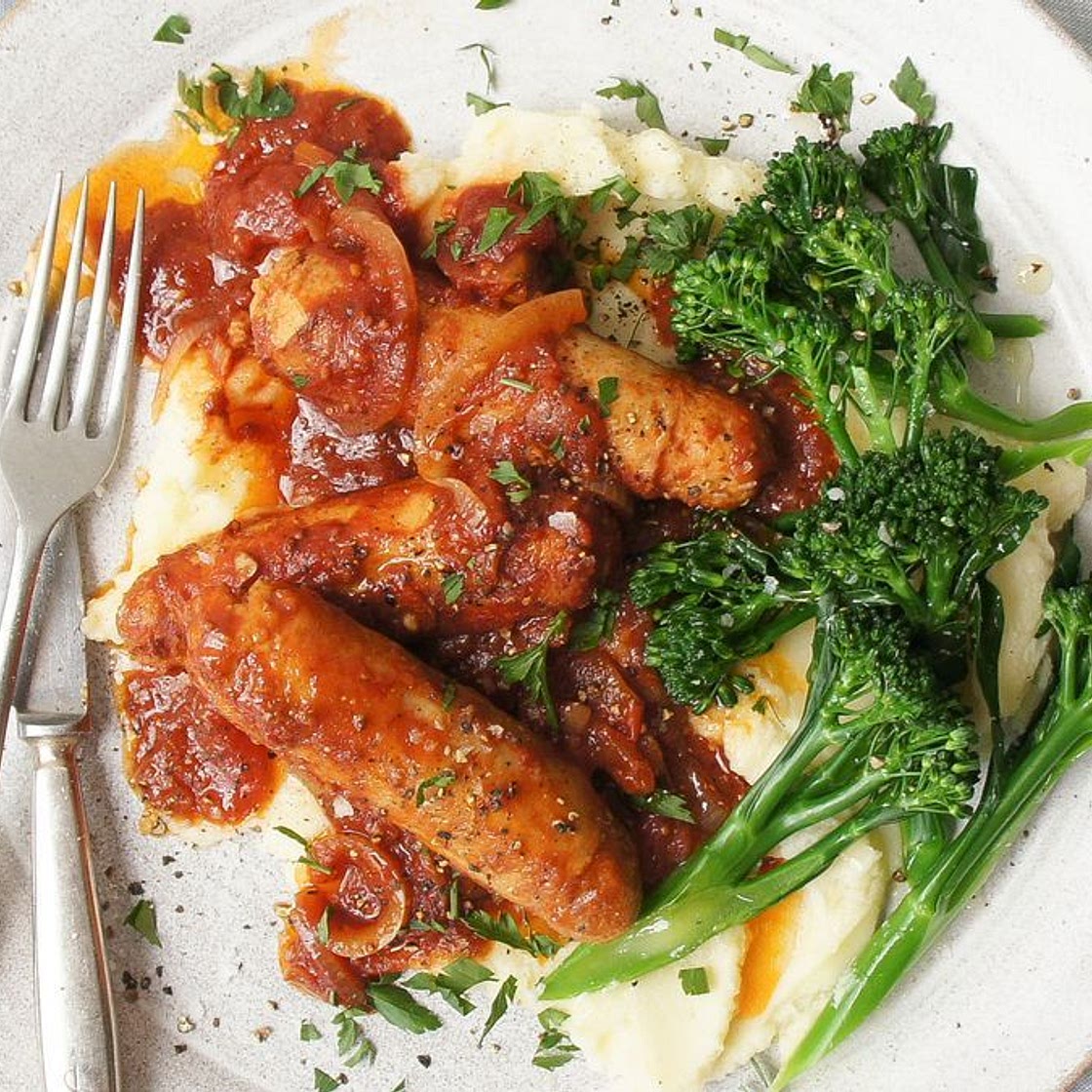 Slow Cooker Devilled Sausages