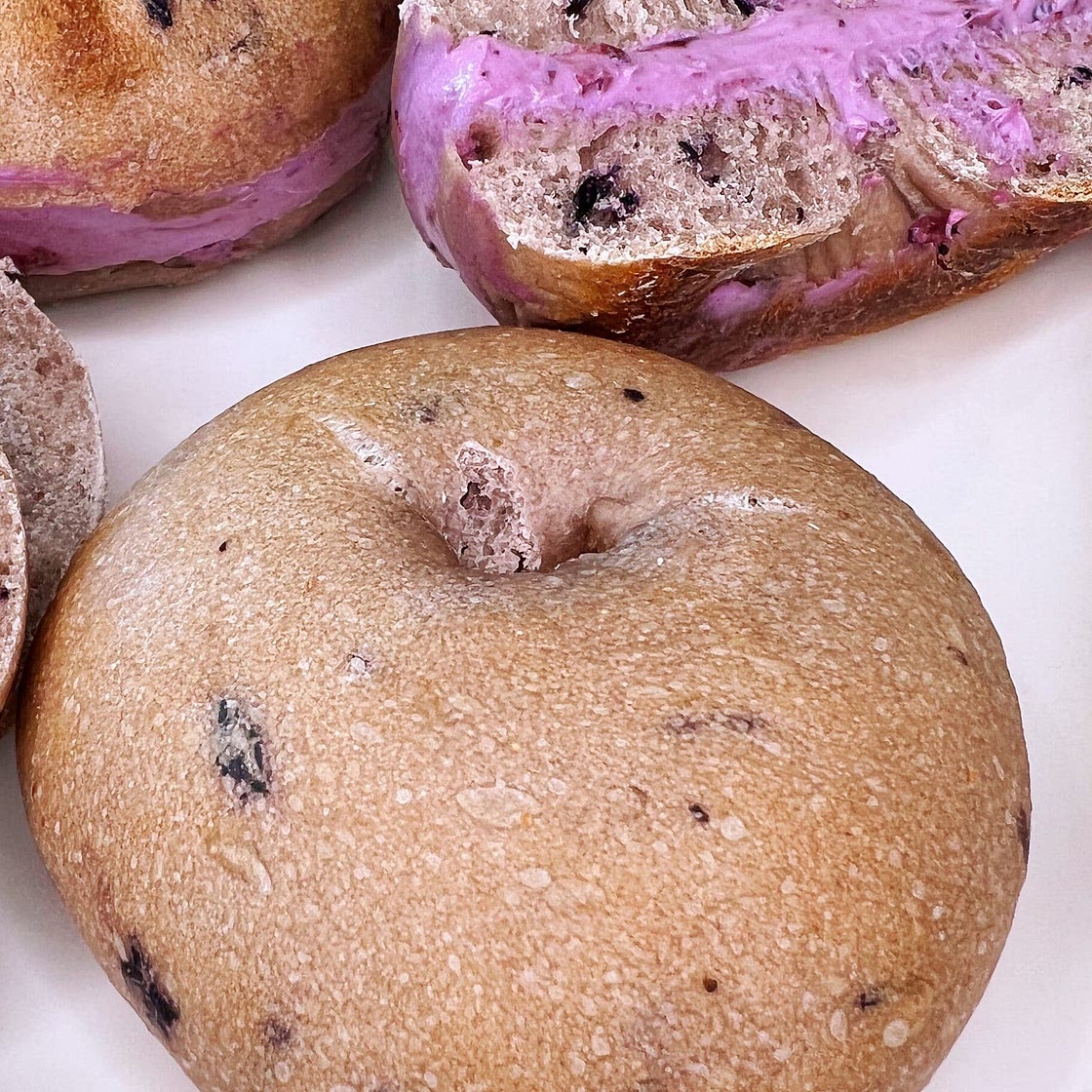 Blueberry Bagels (with blueberry cream cheese filling)