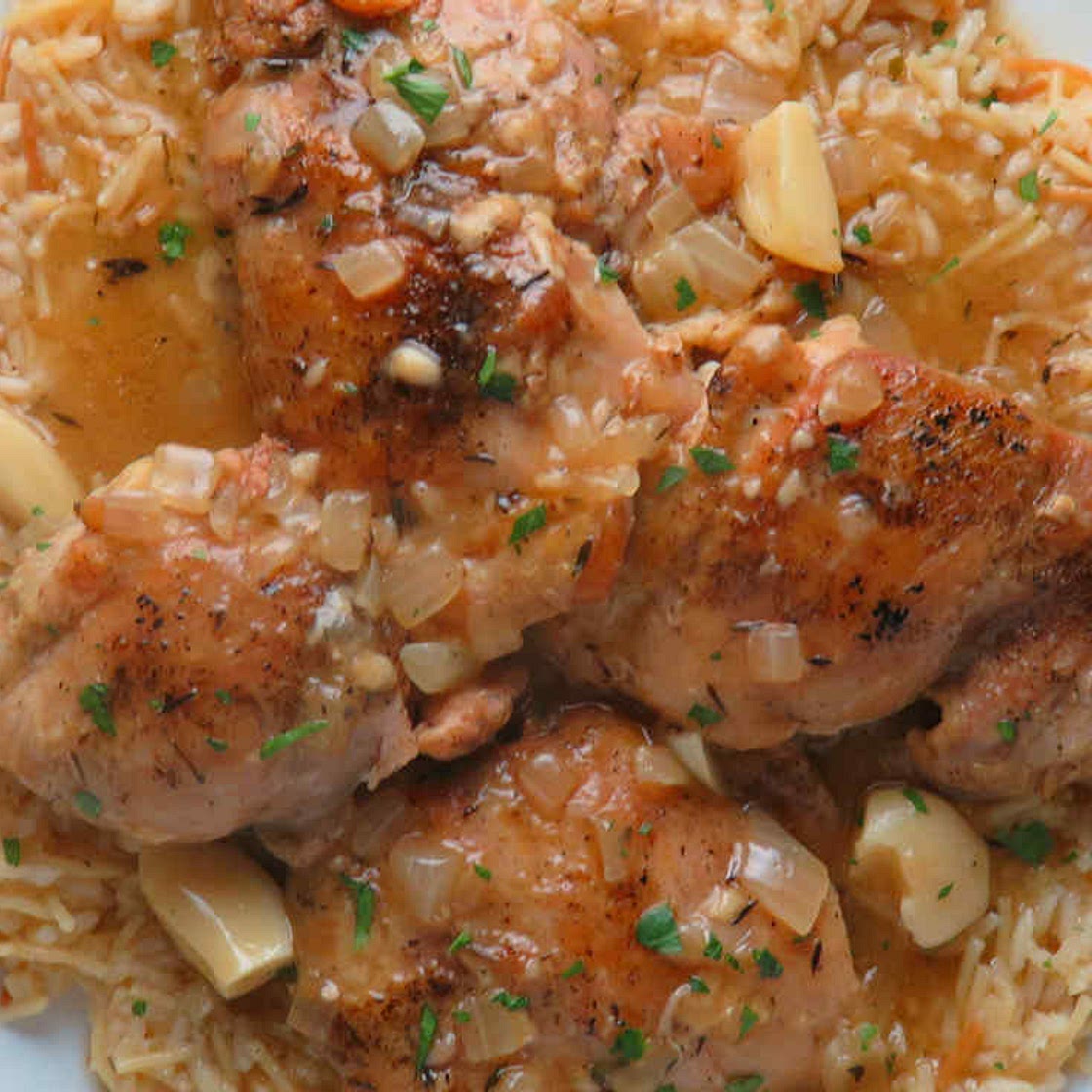 Roasted Garlic Chicken with Parmesan Gravy