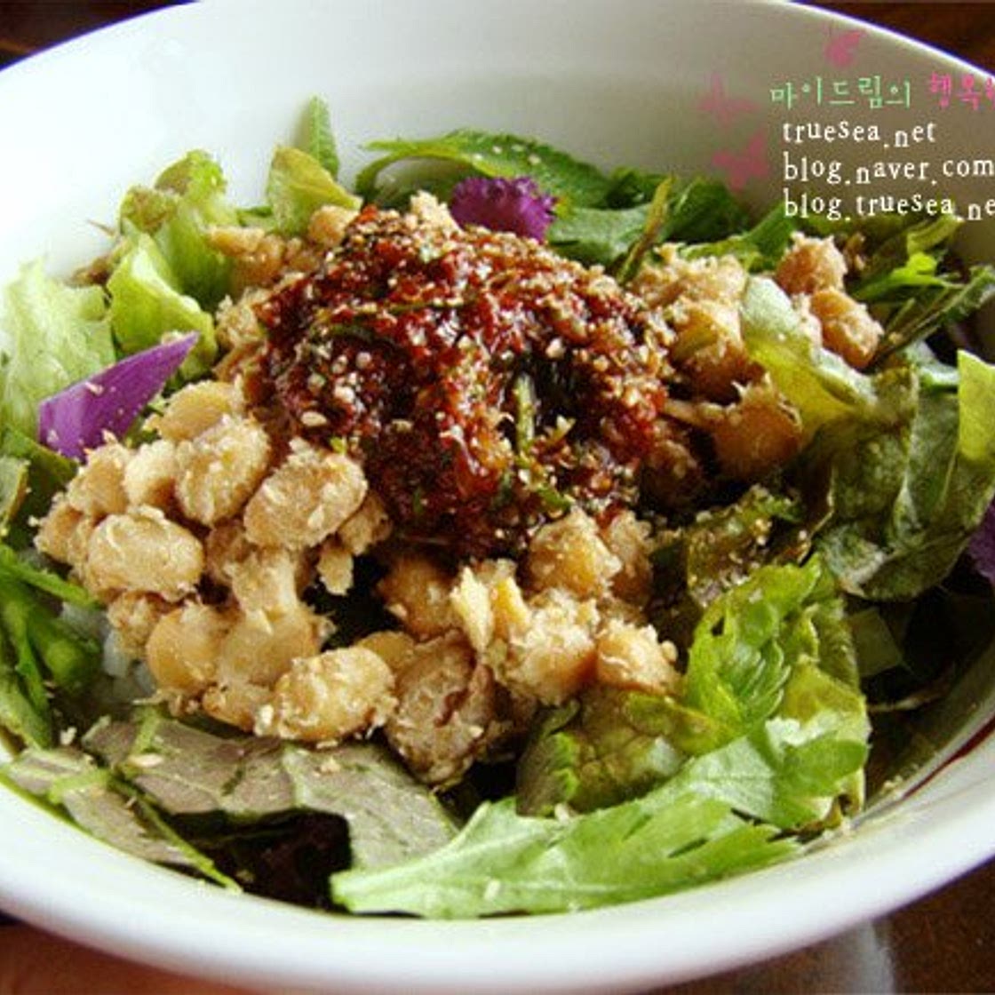 청국장 만들기와 생청국장 야채비빔밥