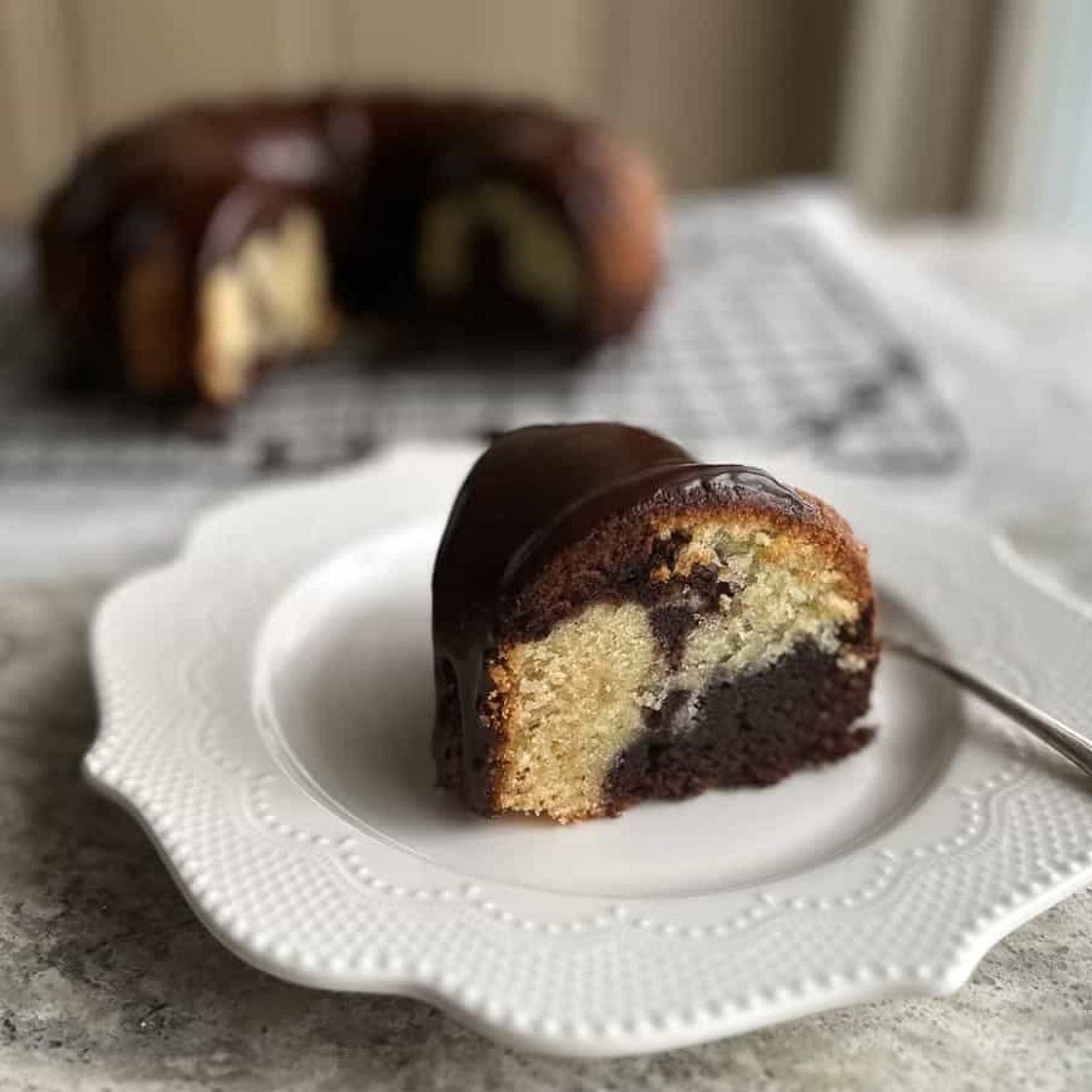 Low FODMAP Marble Bundt Cake