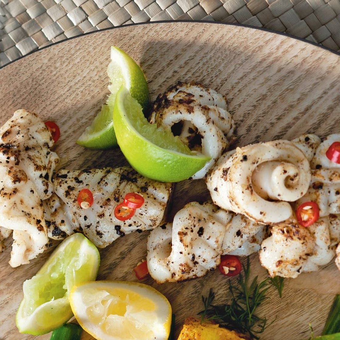 Barbecued salt and pepper squid