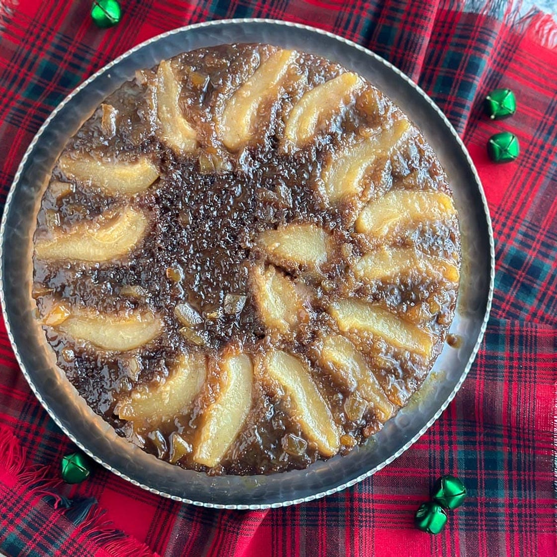 Lower FODMAP Gingerbread Pear Upside Down Cake