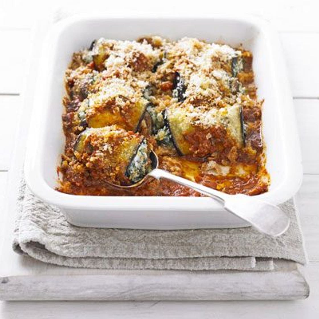 Aubergine rolls with spinach & ricotta