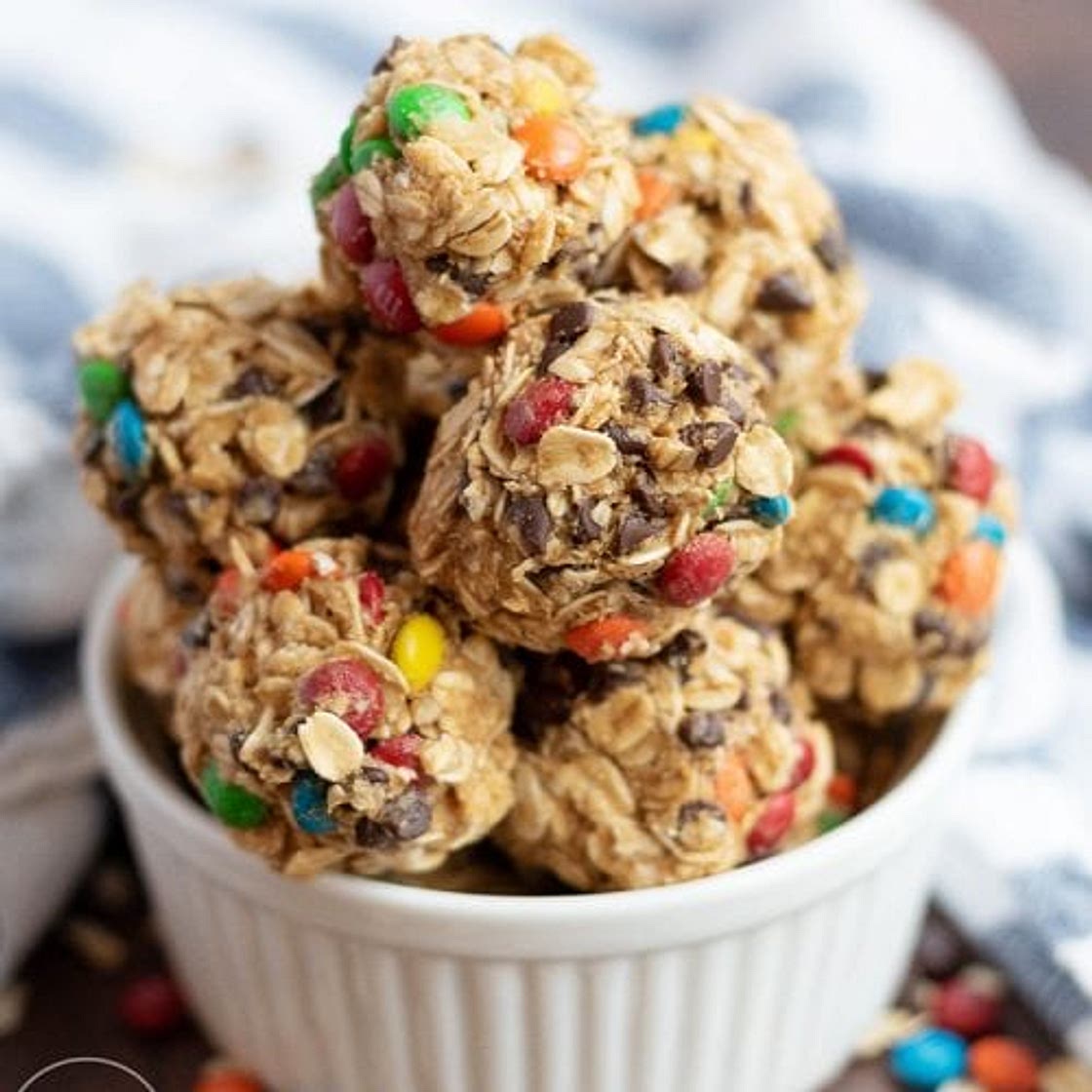 No Bake Monster Cookie Granola Bar Bites