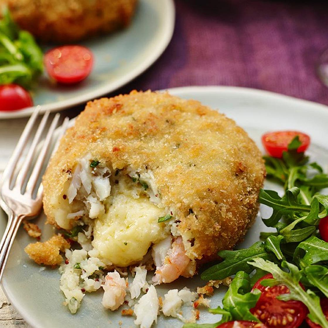 Melting middle smoked haddock and prawn fishcakes