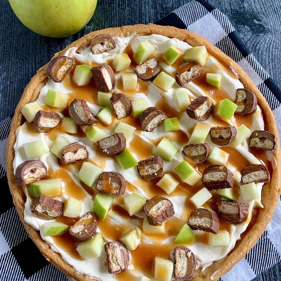 Caramel Apple Dessert Cookie Pizza