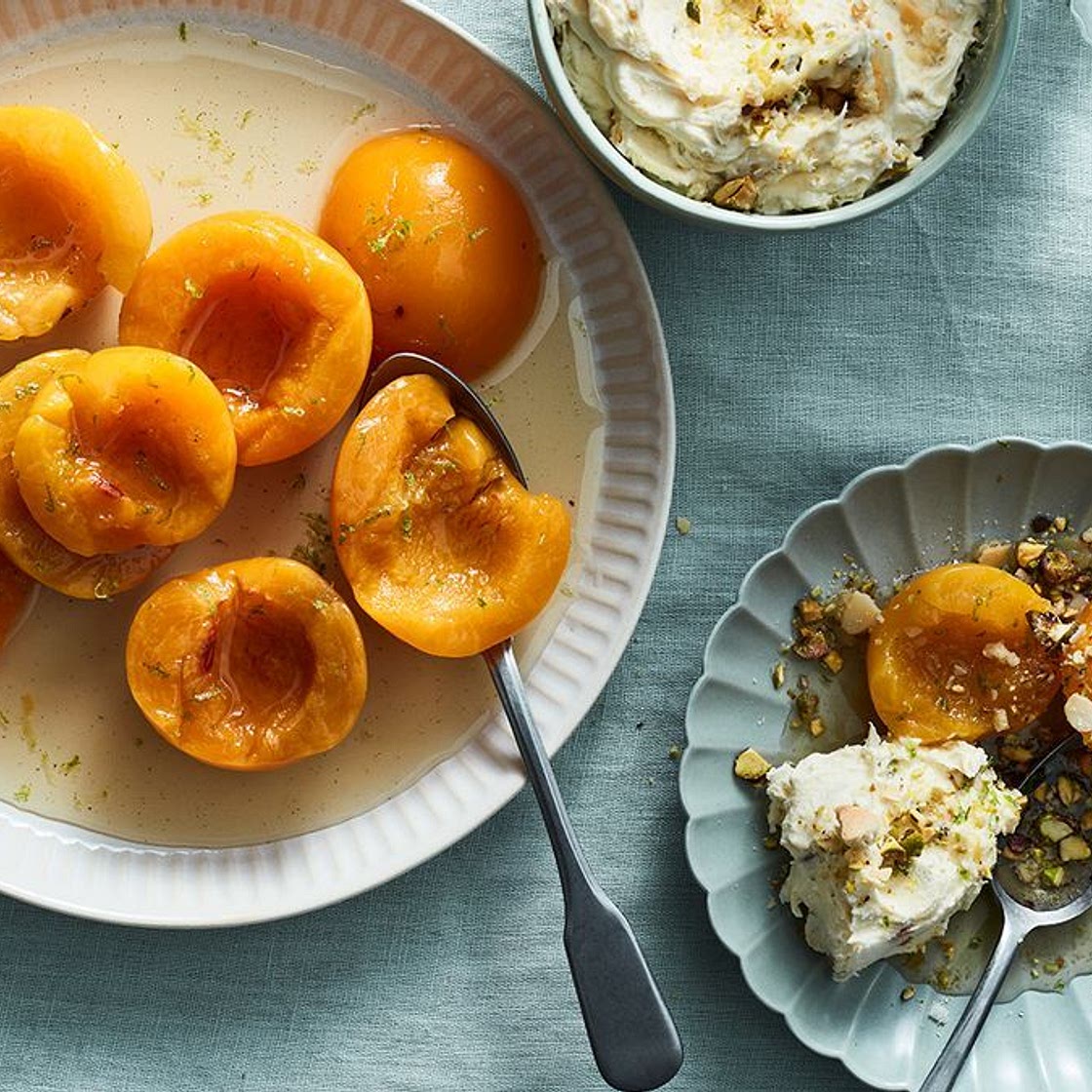 Ottolenghi's poached apricots with pistachio and amaretto mascarpone