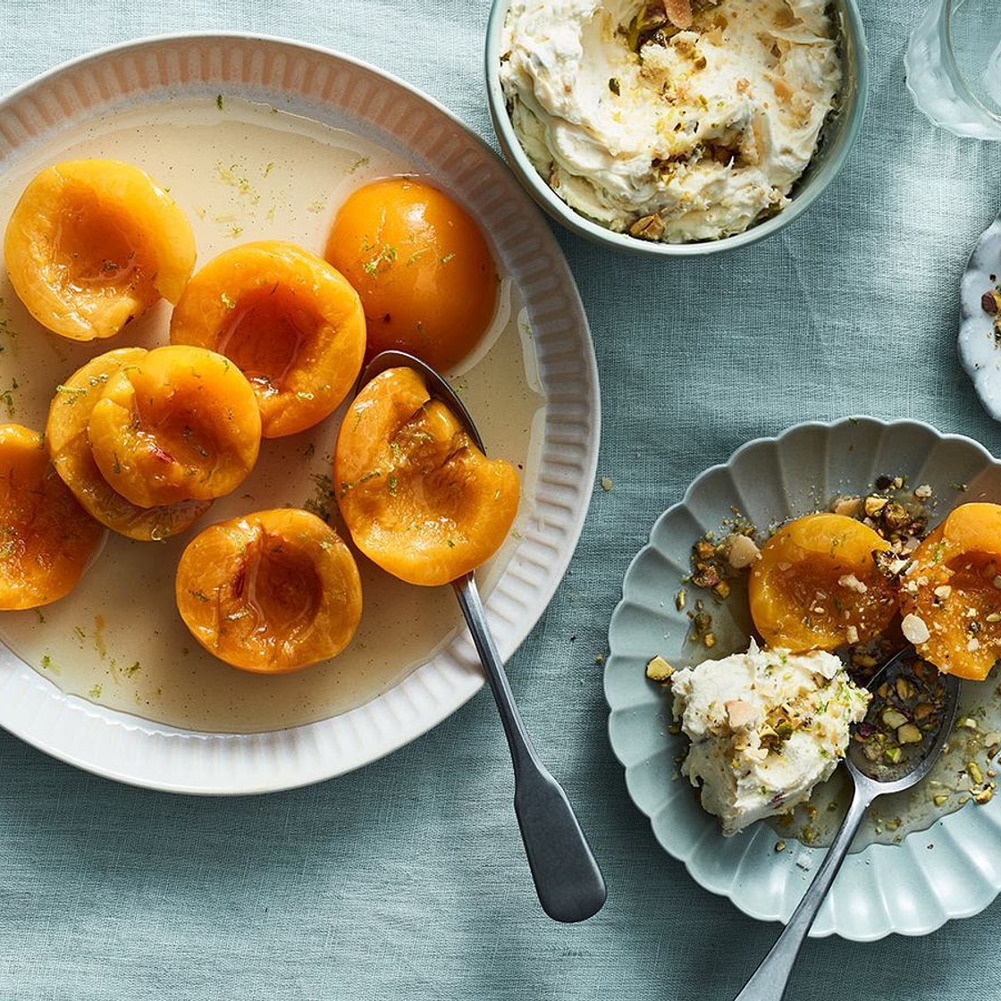 Ottolenghi's poached apricots with pistachio and amaretto mascarpone