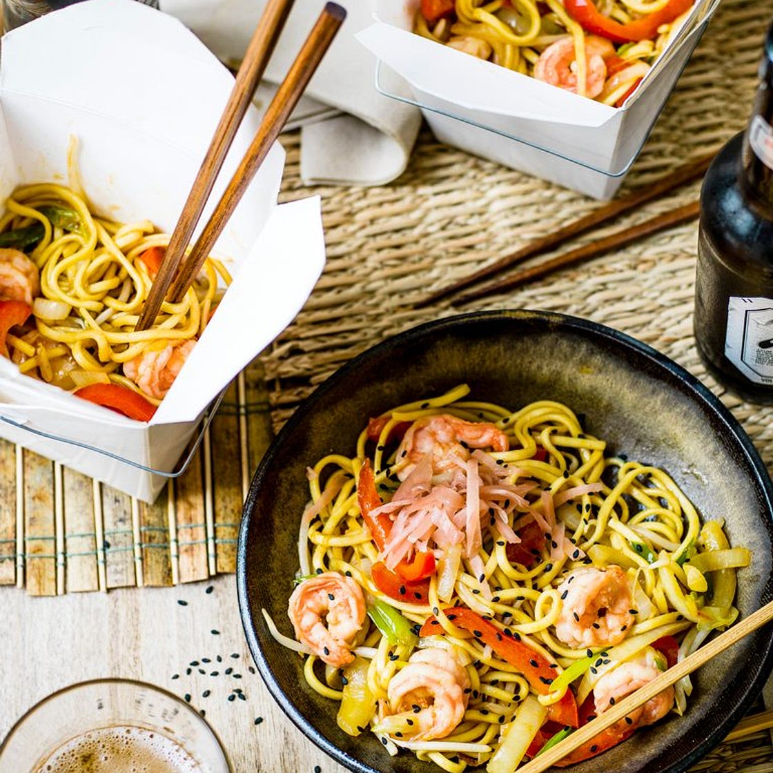 King prawn yaki soba