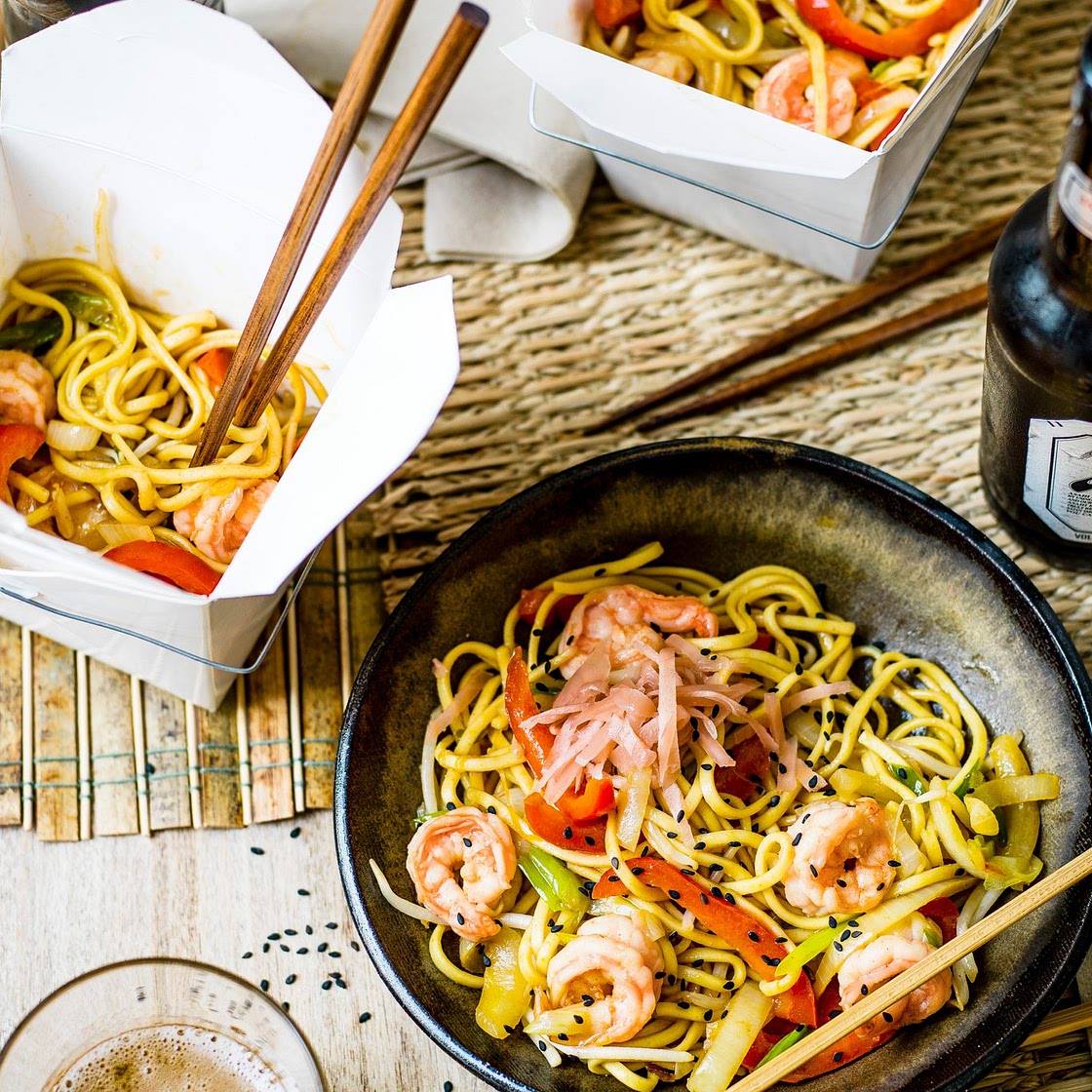 King prawn yaki soba