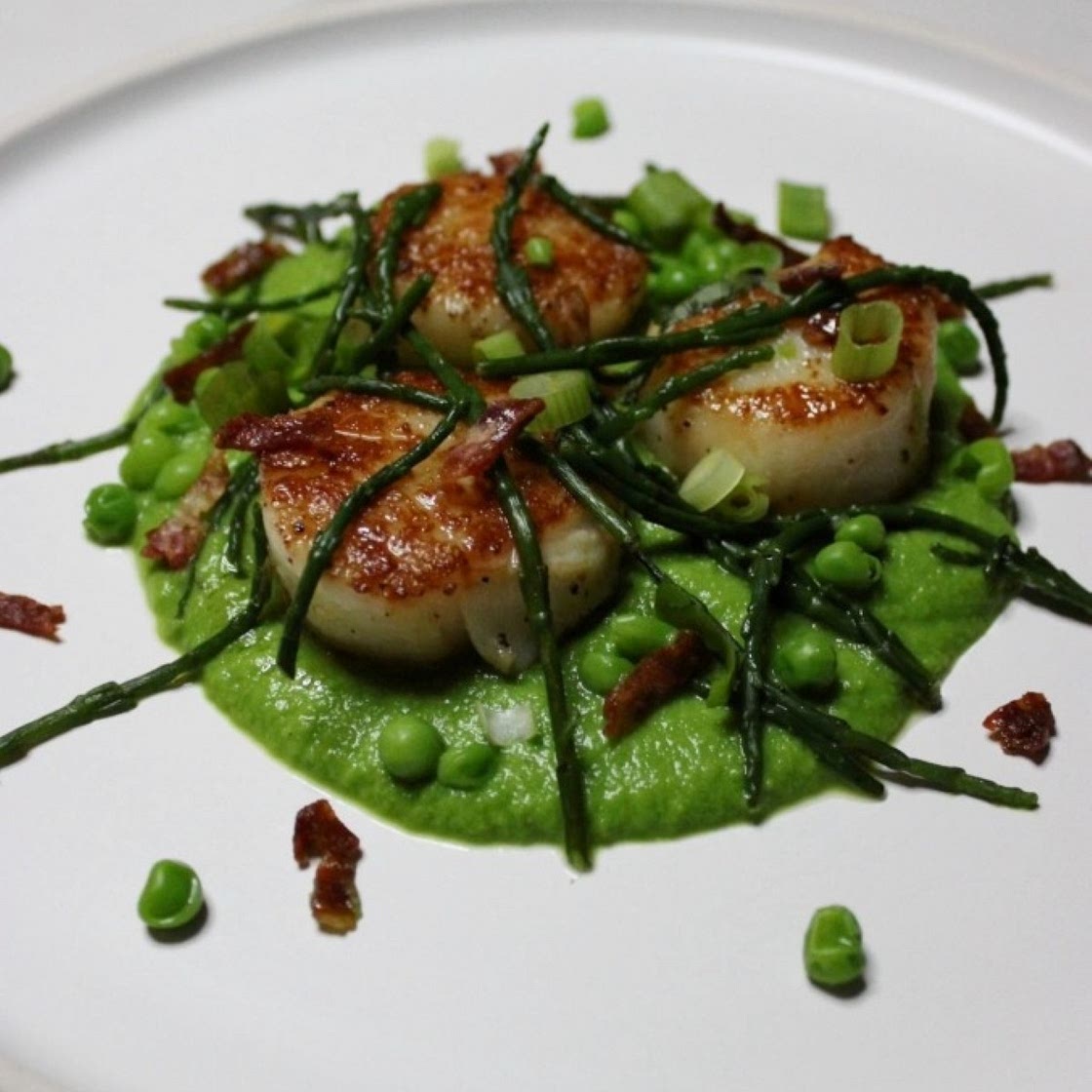 Scallops with Pea Puree