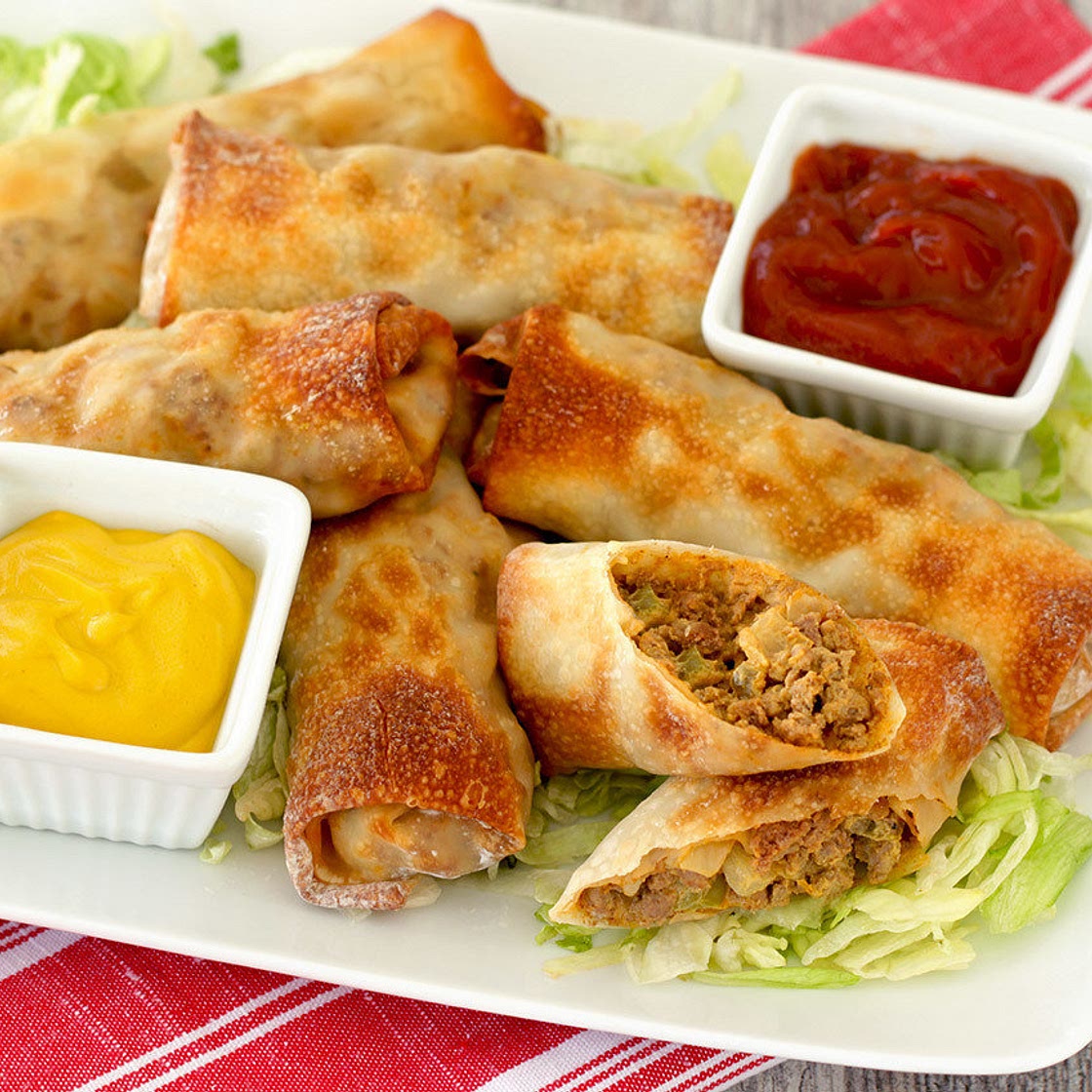 Air-Fryer Cheeseburger Egg Rolls