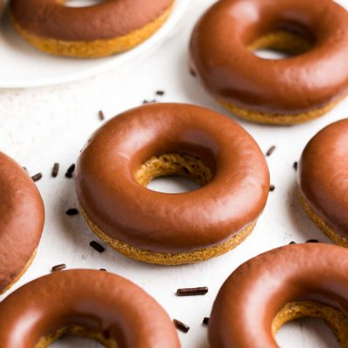 Healthy Pumpkin Donuts with Chocolate Glaze