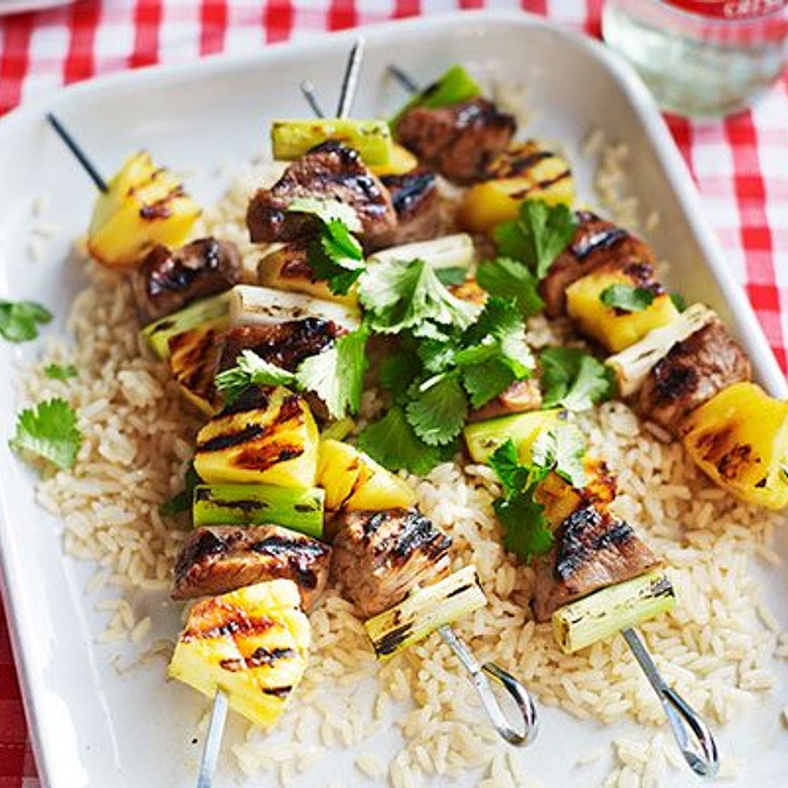 Pineapple & pork skewers
