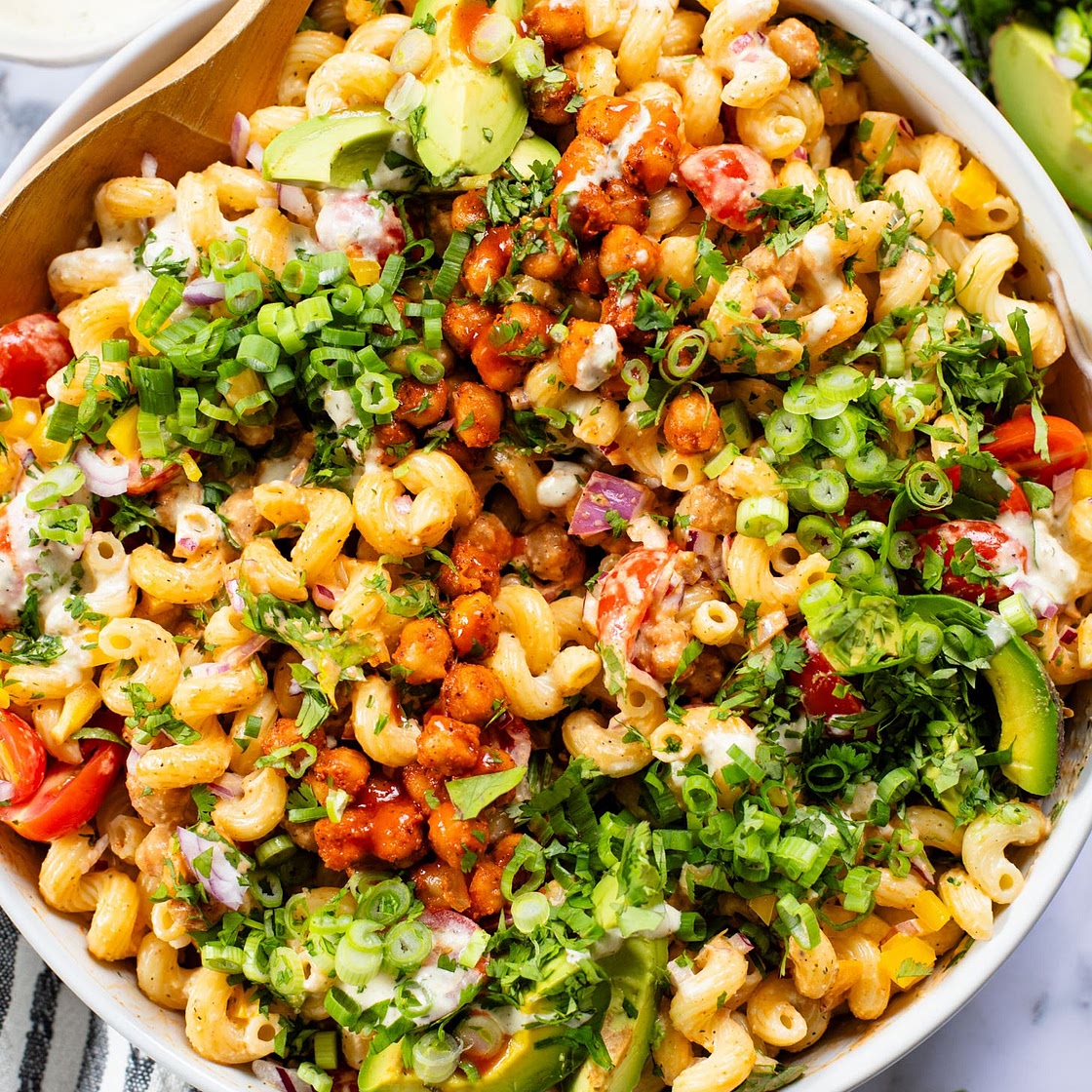 Buffalo Chickpea Pasta Salad