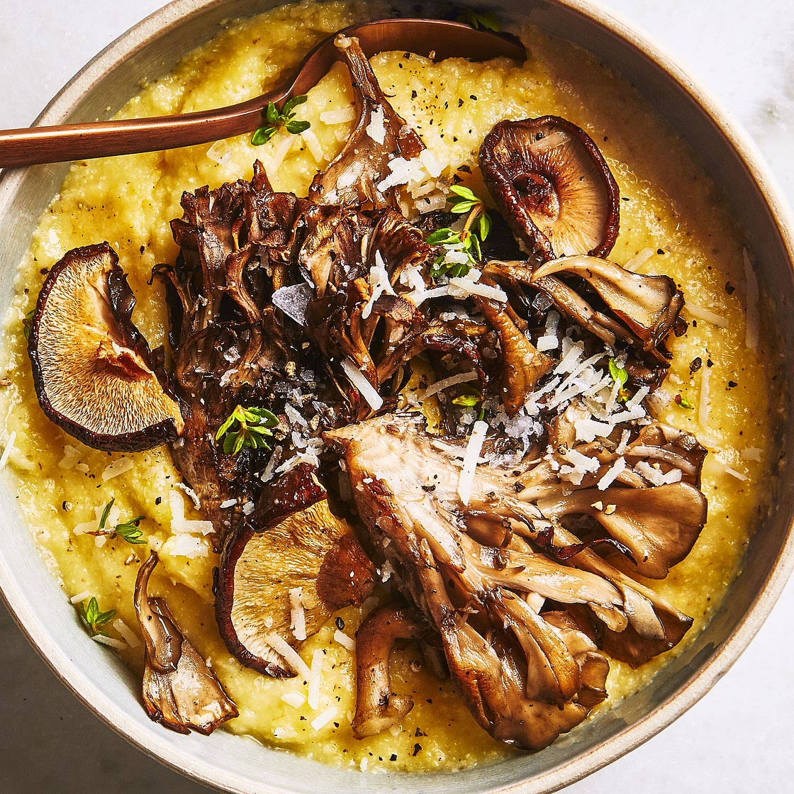 Polenta With Roasted Mushrooms and Thyme