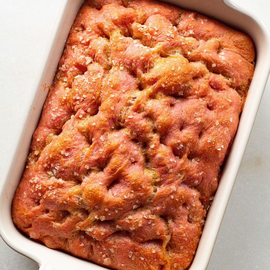 Light Pink Focaccia (no mixer needed!)