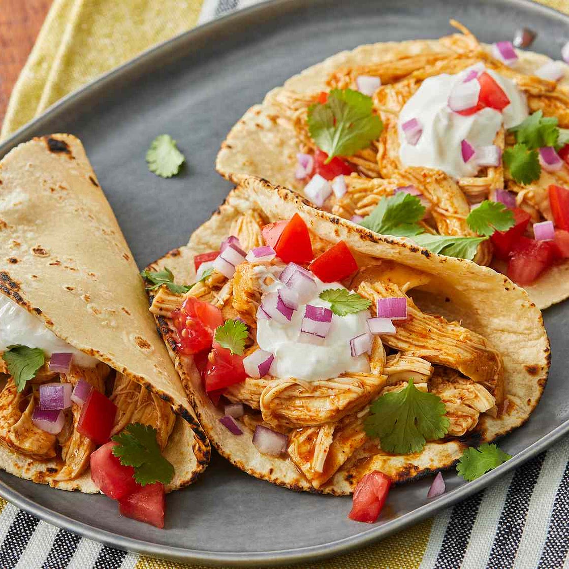 Fiesta Slow Cooker Shredded Chicken Tacos