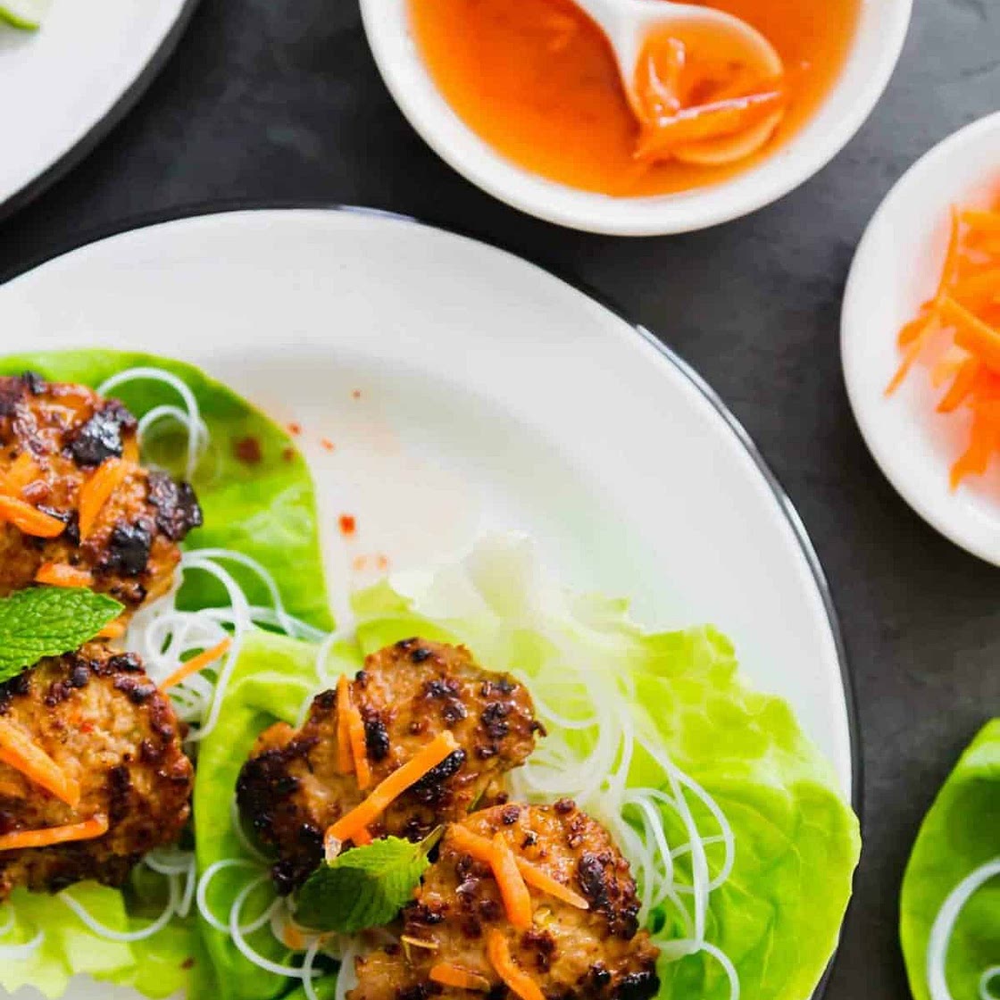 Lemongrass Pork Meatball Lettuce Wraps