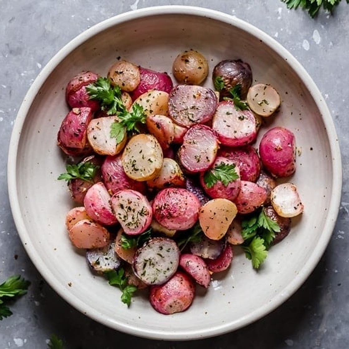 Garlic Roasted Radishes