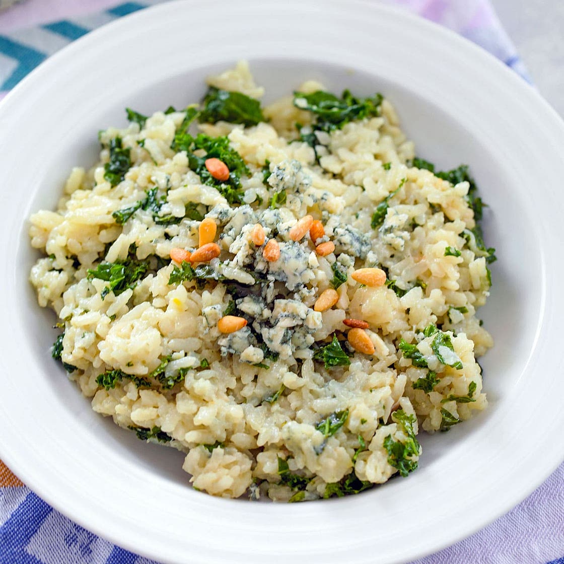 Blue Cheese Risotto with Kale
