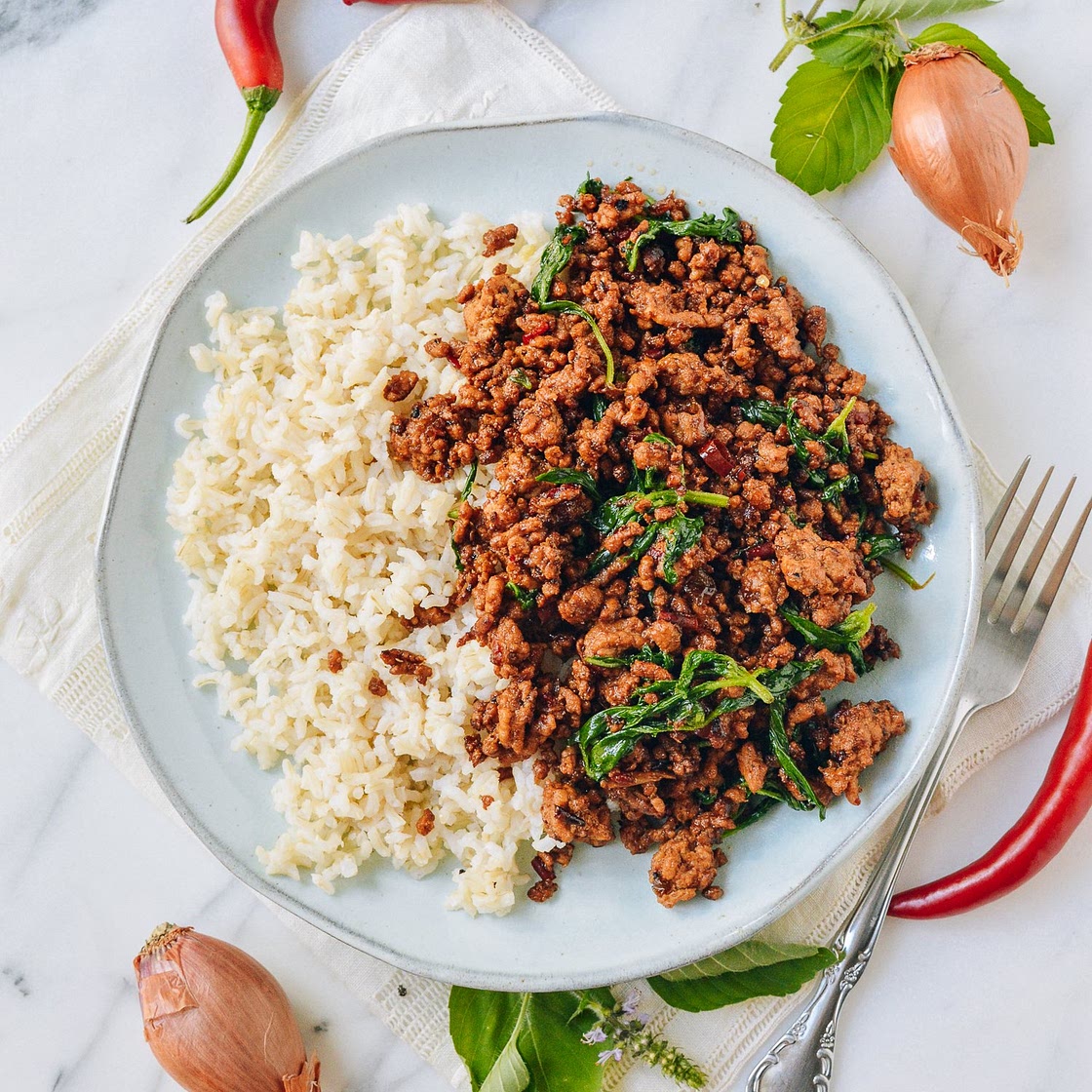 Pork & Holy Basil Stir-fry (Pad Kra Pao)