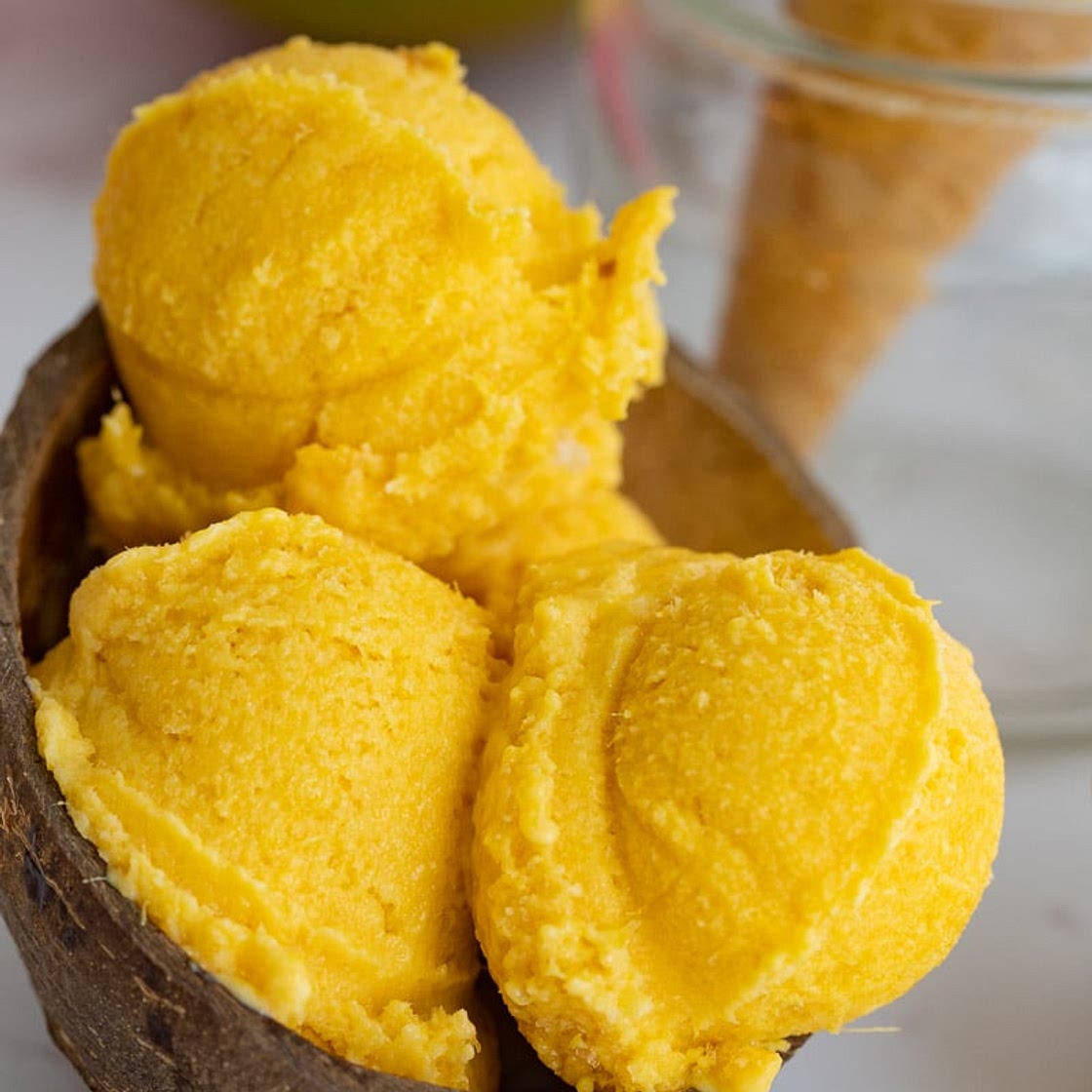 Mango ice cream with condensed milk