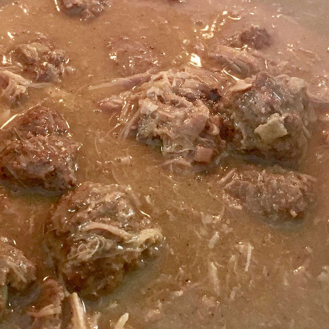 Ragout de Pattes de Cochon (Pork Shank and Meatball Stew)