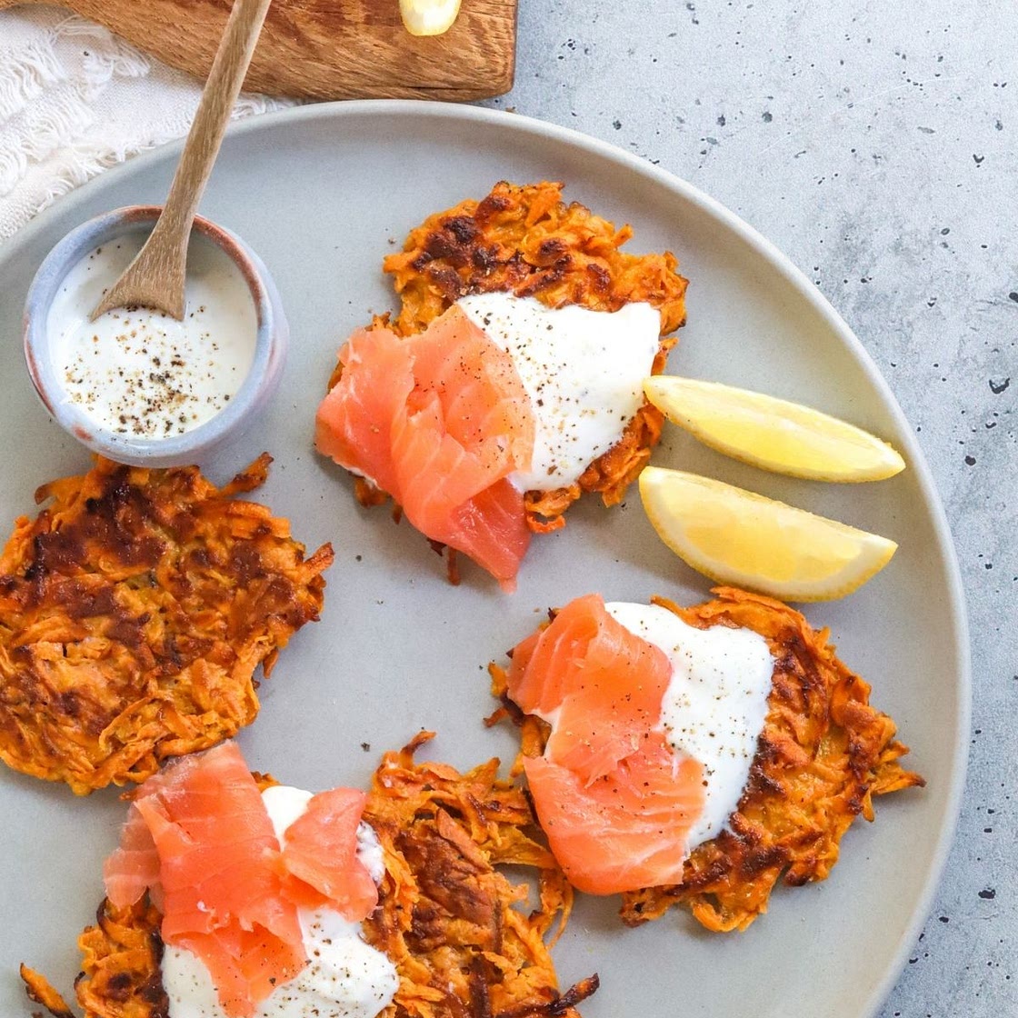 Sweet Potato Hash with Smoked Salmon