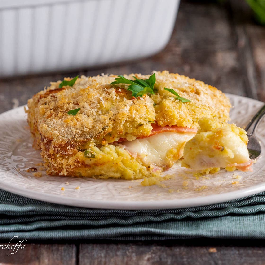 Gateau di patate prosciutto e formaggio