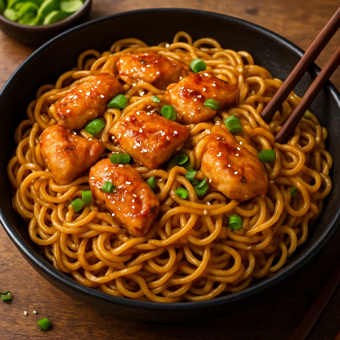 Honey garlic chicken noodles