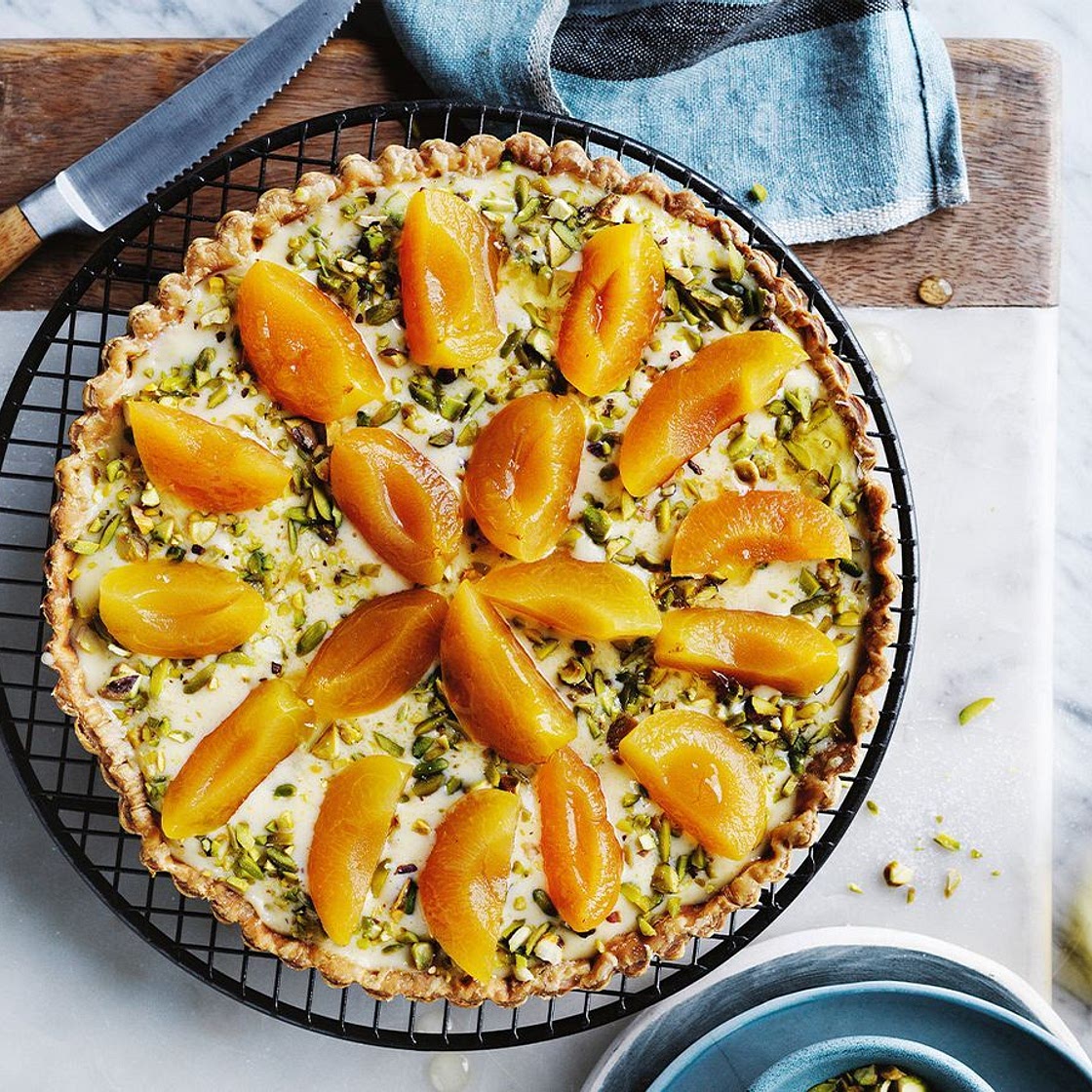 Yotam Ottolenghi's apricot tart with pistachio frangipane