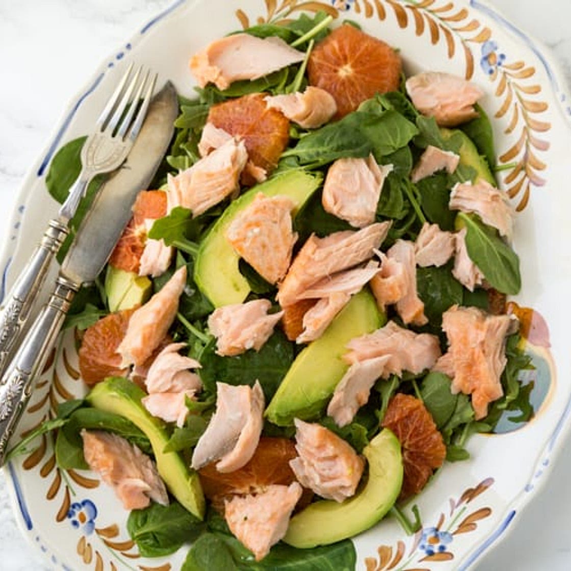 Salmon, Avocado, And Spinach Salad