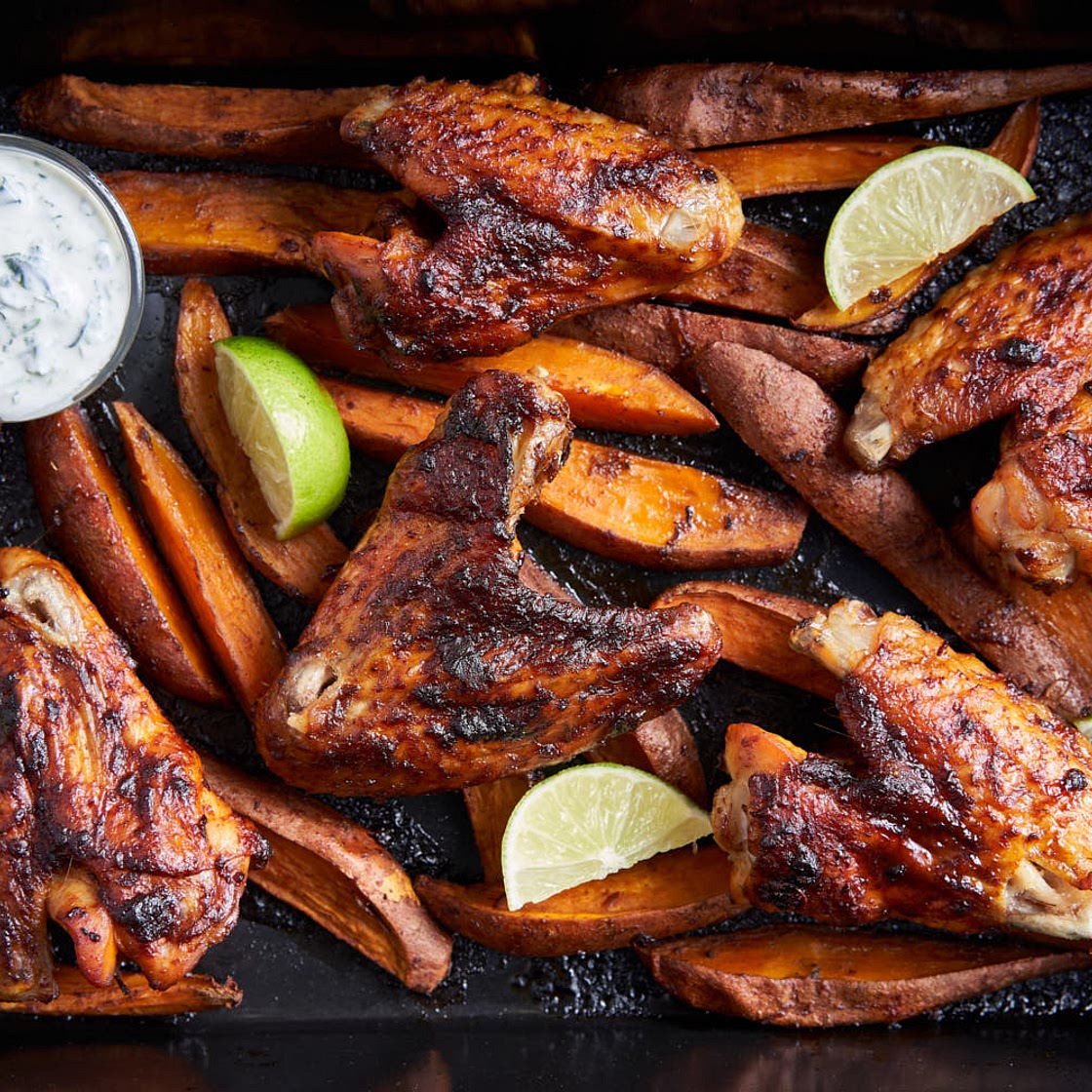 The Roasting Tin: Chipotle Chicken Wings with Sweet Potato Wedges