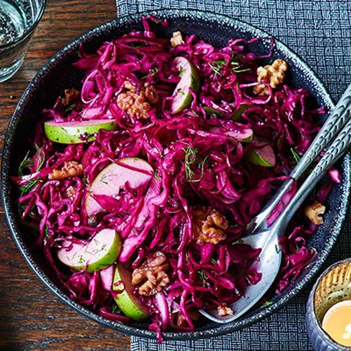 Pickled red cabbage with walnuts & apple