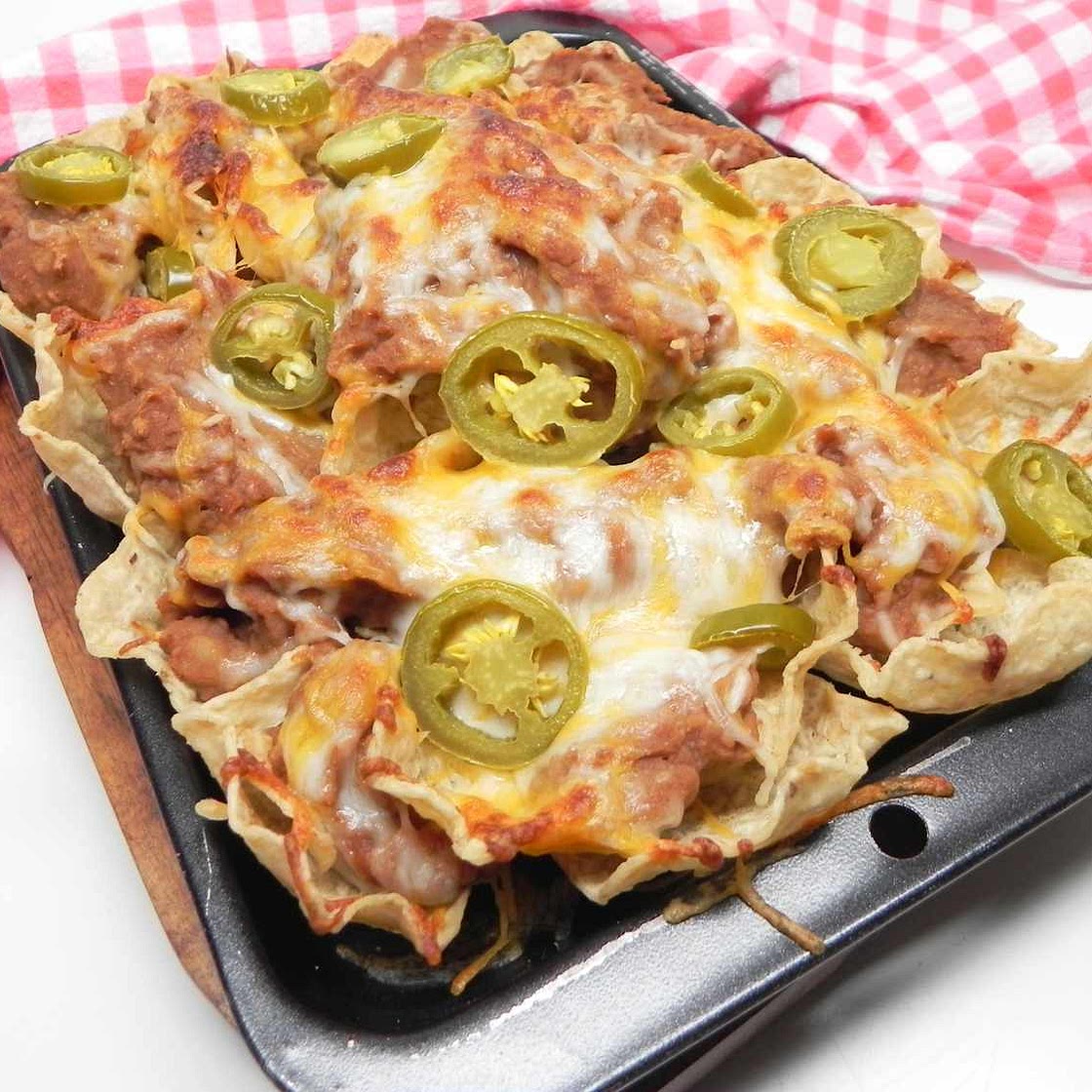 Easy Nachos with Refried Beans