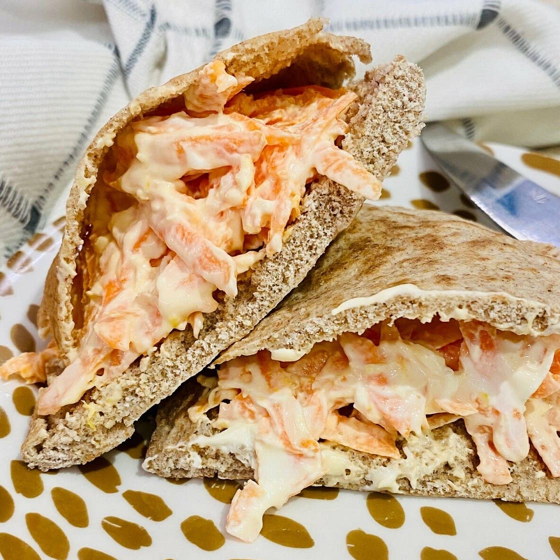 Pitta with Carrot, Lemon & Soft Cheese